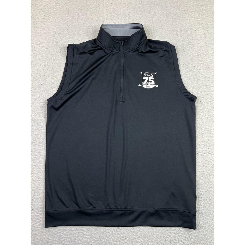 Adidas Vest Mens Medium Black 1/4 Zip Performance Golf Pullover Puetz 75 Years